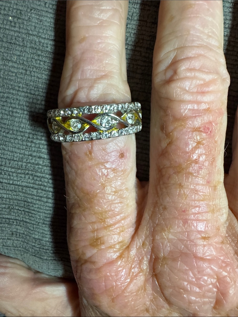 Vintage Two-Tone CZ Interlocking Braided Eternity Statement Ring 9